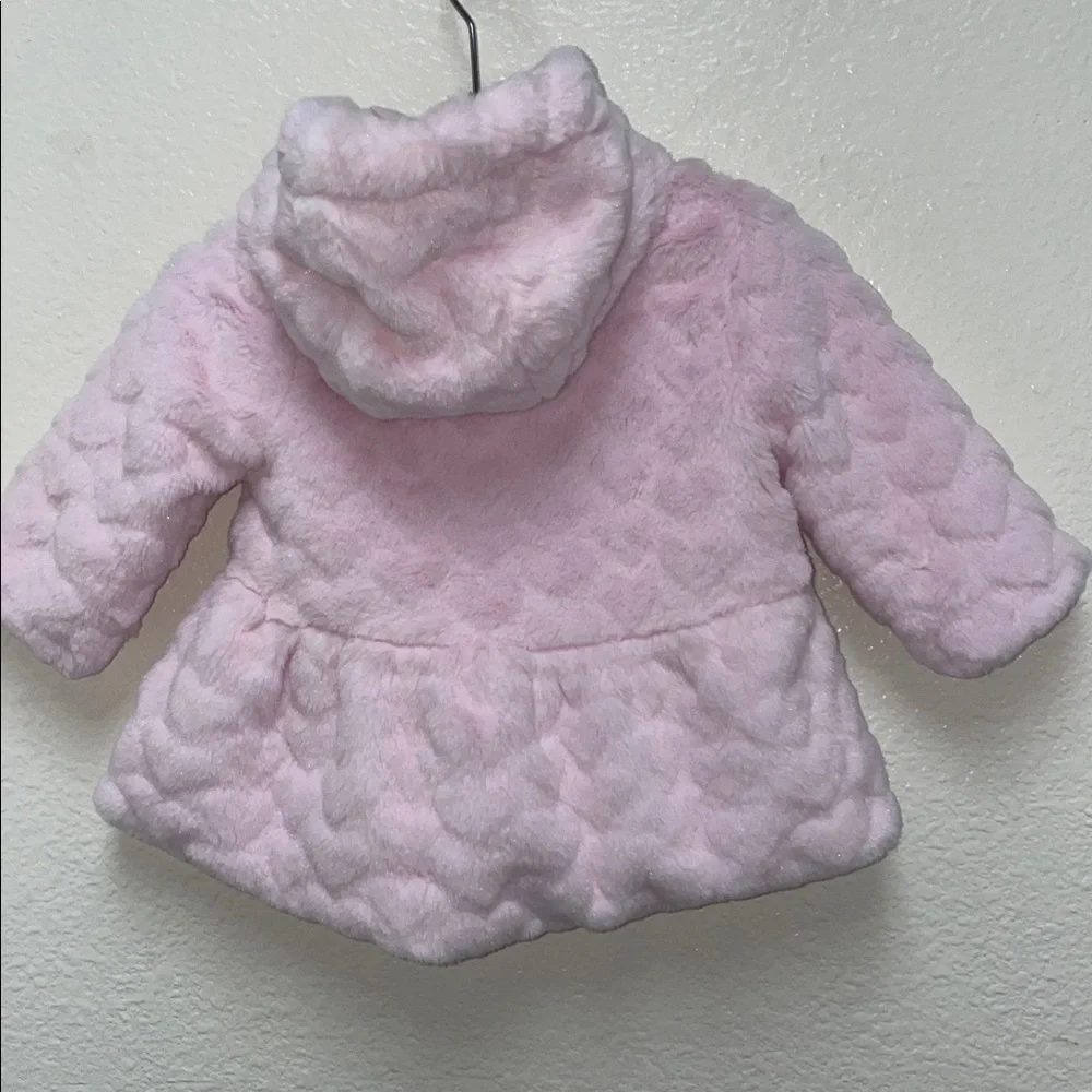 First Impressions Soft Pink Faux Fur Baby Jacket Hooded Coat Infants 0-3 Months